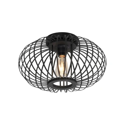 Image of Racoon Semi Flush Ceiling Light Black 1xE27