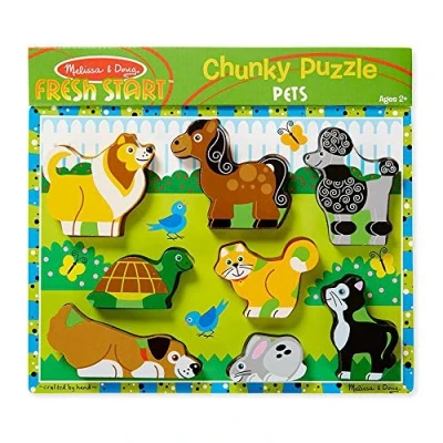 Image of Melissa &amp; Doug Pets Chunky Puzzle Puzzles Wooden Toy 2+ Gift for Boy or Girl