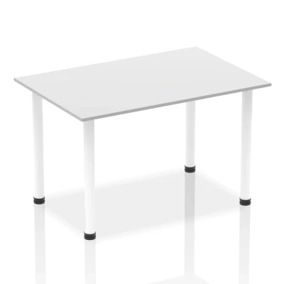 Image of Impulse 1400mm Straight Table White Top Post Leg