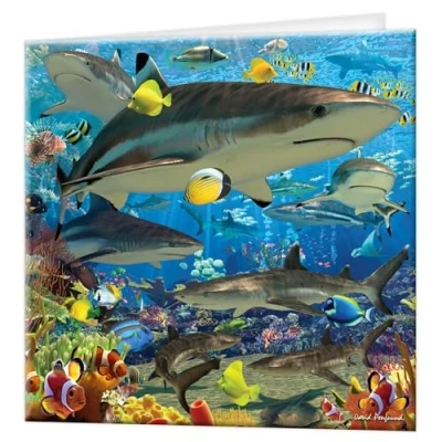Image of 3D LiveLife Greeting Card Shark Reef from Deluxebase. Lenticular Blank Cards with Envelopes. All Occasion featuring Original Artwork by David Penfound.
