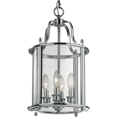Image of New York 4 Light Lanterns Pendant Ceiling Silver, E14