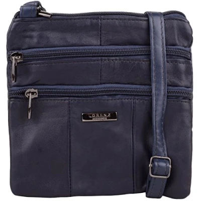 Image of Ladies/Womens Soft Nappa Leather Cross Body/Shoulder Bag Navy