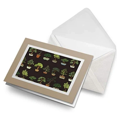 Image of Greeting Cards Biege (Insert) Bonsai Japanese Trees Blank Greetings Card Birthday Kids Party Boys Girls #3123