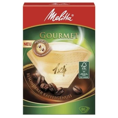 Image of Melitta Gourmet Coffee Filters Size 1x4, 80 Filters, For Filter Makers, Brown