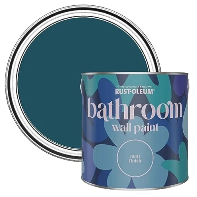Image of Rust Oleum Blue Water Resistant Bathroom Wall &amp; Ceiling Paint Commodore 2.5L