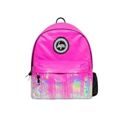 Image of hype BAGS Pink Holo Drips Polyurethane Unisex Backpacks in Multi Coloured Size: One Size