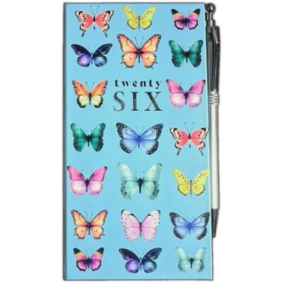 Image of 2026 Slim Week To View Diary Glitter Butterflies Designer Fashion Animated (Pink)