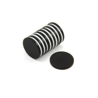 Image of Black Epoxy Coated N42 Neodymium Magnet for Arts, Crafts, Model Making, DIY, Hobbies, Office, and Home 20mm dia x 2mm thick 2.6kg Pull Pack of 10