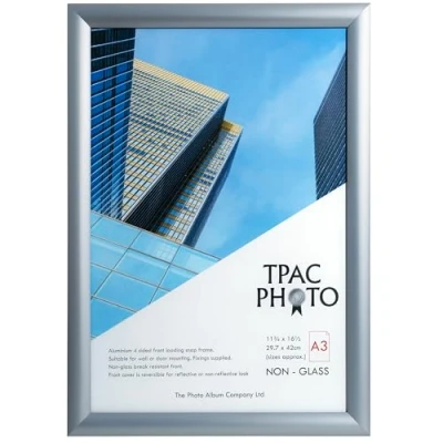 Image of ThePhotoAlbumCo Snap A3 (30x42cm) Silver Frame Pack of 1 Acrylic (Non Glass) Front TPAC SNAPA3S 1PK