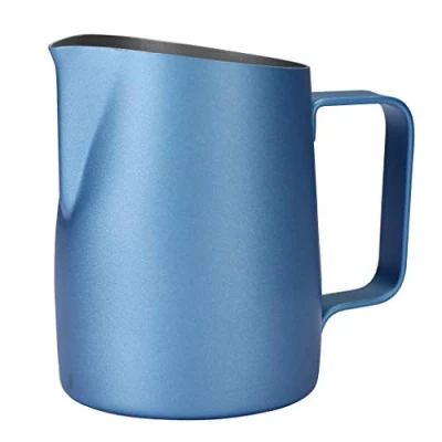 Image of Dianoo Espresso Steaming Pitcher, Milk Frothing Pitcher Stainless Steel, Coffee Latte Art Cup 420ML Blue