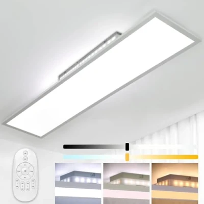 Image of Dimmable LED Ceiling Light 120 x 30 cm with Memory Function, 55 W Living Room Remote Control, Rectangular Panel 2700 K 6500K, Warm White/Cool White for Kitchen,