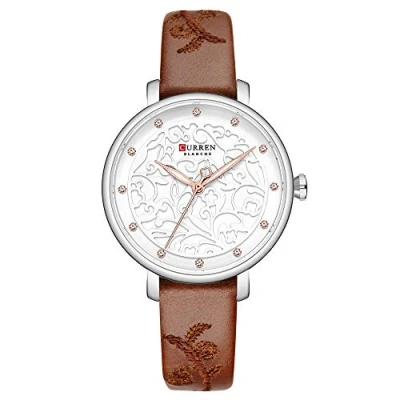 Image of CURREN Women Watches Pink Leather Wristwatch with Rhinestone Ladies Clock Fashion Quartz Watch Relogio Feminino (Brown Leather)