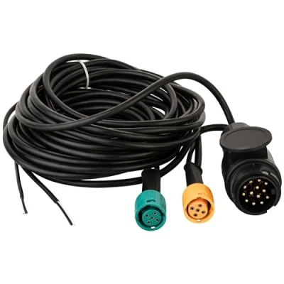 Image of AUTOLIGHT 24 Cable Set for Trailer 5 Metres 13 Pin + 2 x DC Outlet Lighting Rear Lights Wiring Harness with Bayonet Connector