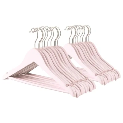 Image of Harbour Housewares Wooden Children&#039;s Hangers Light Pink Pack of 20