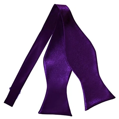 Image of DQT Men Self Tied Plain Satin Tuxedo Bow Tie Purple