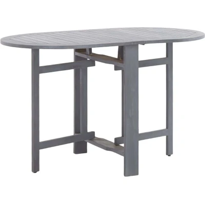 Image of vidaXL Solid Acacia Wood Garden Table Grey Foldable &amp; Compact Versatile Outdoor Dining with Oil Finished Surface (120x70x74 cm)