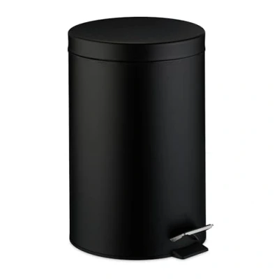 Image of Relaxdays Kitchen Bin, 20 Litres, with Lid, Removable Inner Bucket, Foot Pedal, Matte Finish, Waste Disposal, Black, Steel
