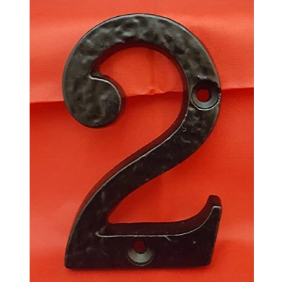 Image of 3&quot; HEAVY BLACK ANTIQUE IRON NO:2 HOUSE DOOR NUMBER NUMERALS NUMBERS