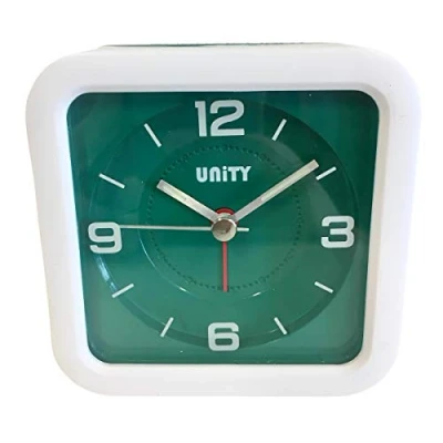 Image of Unity Square Beep Alarm Clock 49021, Green &amp; White, 9.5 x 4.5 cm
