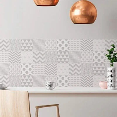 Image of Ambiance Sticker Self Adhesive Decorative Wall Decal Cement Tile for Bathroom and Kitchen Finnois Pack of 9 Stickers 10 x cm