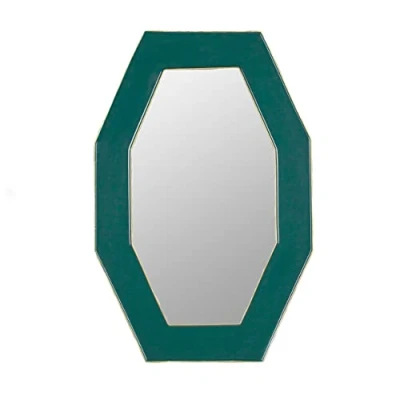 Image of Paoletti Framed Octagonal Wall Mirror, Teal, 39 x 59 2cm