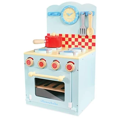 Image of Le Toy Van Educational Wooden Honeybake Oven &amp; Hob Blue Set Pretend Kitchen Play Role Accessories