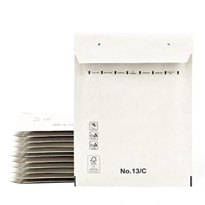 Image of Padded Envelopes Mailing Paper Bags with Bubble Inner White Peel and Seal Ofiturie (400 Envelopes, 180 x 260mm)