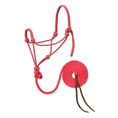 Image of Weaver Leather Diamond Braid Rope Halter and Lead, Bright Pink/Gold/Turquoise, Average Horse