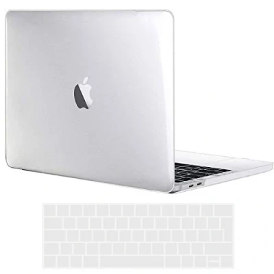 Image of TECOOL Case Compatible with MacBook Pro 15 inch 2019 2018 2017 2016, A1990 A1707 Touch Bar, Ultra Thin Hard Shell &amp; UK EU Keyboard Cover, Crystal Clear (Glossy)