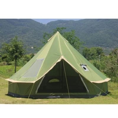 Image of 8 12 Person Bell Tent, 4 Seasons Oxford Cloth Yurt Tent W/Stove Jack, 4m/5m Luxury Glamping Waterproof Family Tents for Camping Outdoor Hunting Party