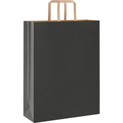 Image of vidaXL Paper Bags 50 pcs with Handles Black 32x12x42 cm