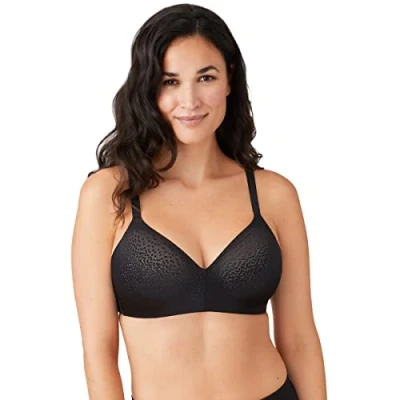 Image of Wacoal Women&#039;s Back Appeal Wirefree T Shirt Bra, Black, 34D
