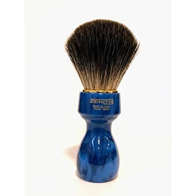 Image of Zenith Barber Shaving Brush with 100% Real Badger Hair / Cobalt Blue Resin Handle Dark Made in Italy