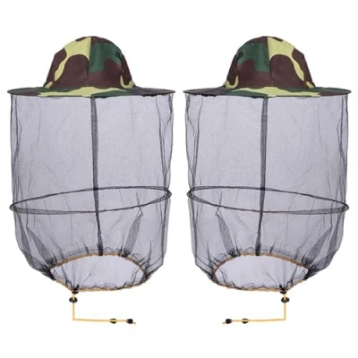 Image of HunterBee 2 PCS Round Beekeeping Beekeepers hat with Veil net Netting/Mosquito Netting