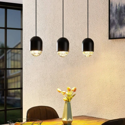 Image of Lucande Amielle pendant lamp, three bulb, black