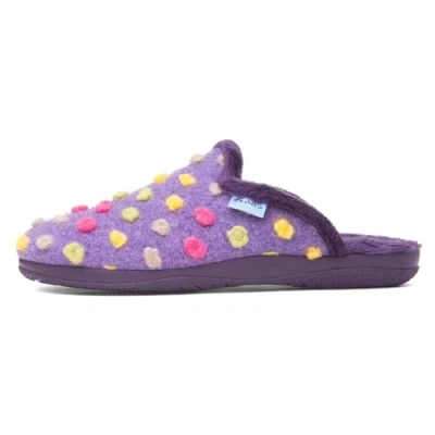 Image of Lunar Ladies&#039; Montreal Purple Mule Slippers Soft Fleece Lining, Cushioned Insole, Slip On Design, Durable Non Sole, Indoor Comfort 4 UK