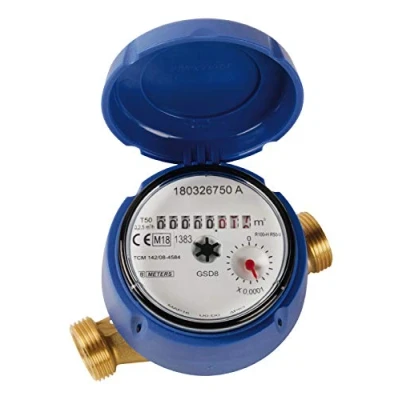 Image of Sanitop Wingenroth 14070 6 Water Meter for Outlets with 2 Male Threads, Nickel Plated, 3/4 Inch