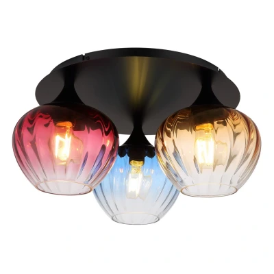 Image of Sander Shade Cluster Ceiling Light Matt Black Amber Blending Glass 3x E27
