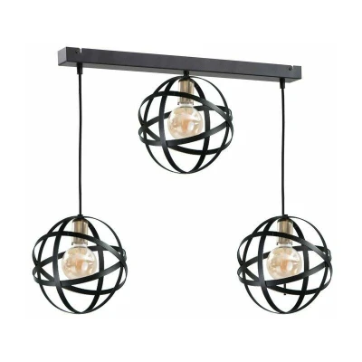 Image of Pola Bar Pendant Ceiling Light Black, Gold, 65cm, 3x E27