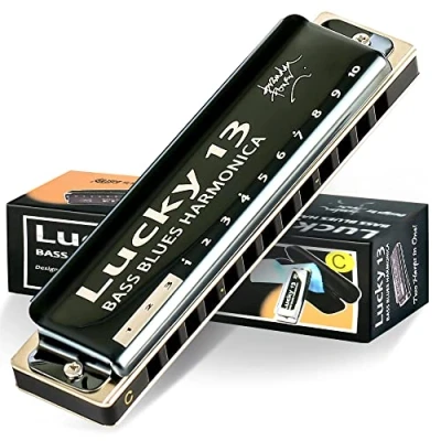 Image of East top Lucky 13 Bass Plus Blues harmonica Holes Diatonic Harp Mouth Organ Professional Richter C key for Adults