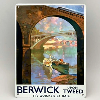 Image of Inga BERWICK UPON TWEED RAILWAY POSTER METAL SIGN VINTAGE TRAIN BRITISH RAIL TRAVEL TIN 8x12 inches