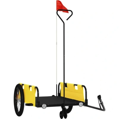 Image of vidaXL Bike Trailer Yellow and Black Oxford Fabric Iron