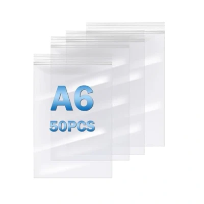 Image of Small Plastic Grip Seal Bags Resealable Zip Poly Bags, A6 Clear Ziplock Reusable Sealed Storage Pouches for Diamond Painting, Jewellery, Cards, Seeds, Foods Strorage
