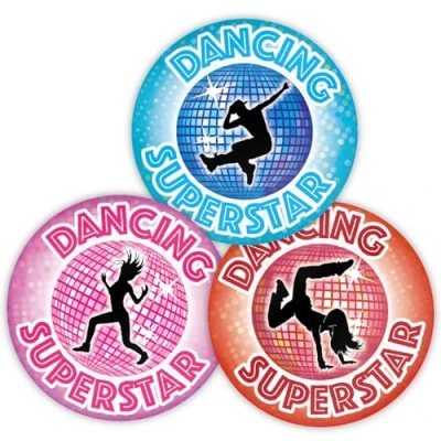 Image of Stone Melon School Reward Stickers 144 Well Done Dancing Star 30mm Round Awards Nursery Teachers Parents Children Kids