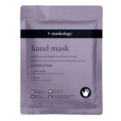 Image of MASKOLOGY Hand Mask Hydrating Treatment 1 Pair Anti Ageing Apple Extract Nourishing Argan Oil &amp; Shea Butter Moisture Gloves 100% Plant Based