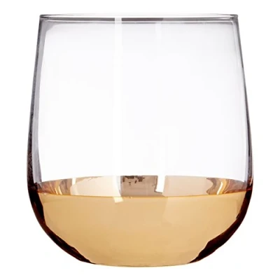 Image of Premier Housewares Glass Tumblers Martini Glasses Hand Blown Cocktail Whisky Clear Gold Drinking Set of 4 9 x 10