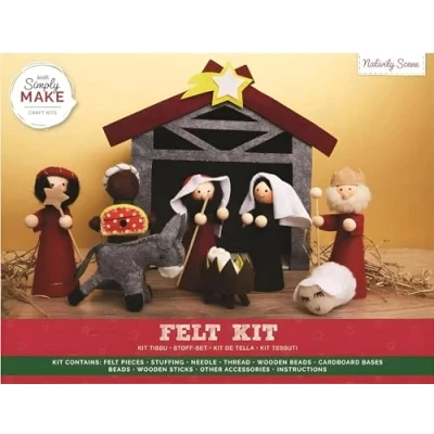 Image of Simply Make Felt Nativity Scene Christmas Kit, Craft Accessories, Ideal for Beginner and Experienced Crafters, Great Fabric Set Gift, Adult Older Kids