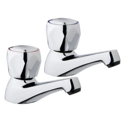 Image of Iflo Base Bath Pillar Taps Chrome 604569
