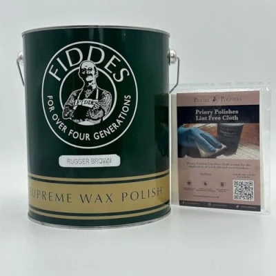 Image of Fiddes Rugger Brown Wax Polish 5 litre + Free Priory Polishes© Lint Cloth