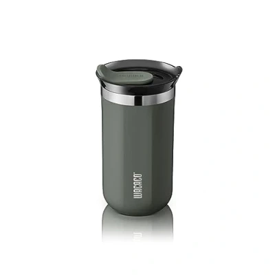 Image of WACACO Octaroma Lungo Vacuum Insulated Coffee Mug, Double Wall Stainless Steel Travel Tumbler with Drinking Lid, 10 fl oz(300ml), M Size, Grey